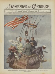 Modernste Originalität, eine Hochzeit in einem Ballon, zwischen den Wolken, 300 Meter über dem Boden, in Texas von Achille Beltrame