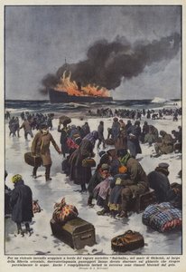 Durch einen heftigen Brand an Bord des sowjetischen Dampfers Sakhalin im Ochotskischen Meer