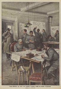 Vor der Aktion, die Büros eines Armeekommandos, während eine Operation vorbereitet wird