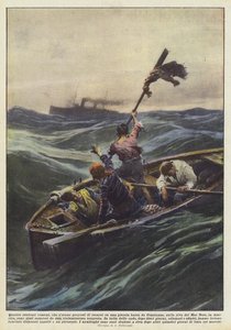 Vier rumänische Studenten, die sich vorgenommen hatten, mit einem kleinen Boot von Constanza? von Achille Beltrame