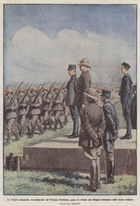 König Vittorio Emanuele, Begleitet Vom Kronprinzen, Inspiziert Eine Brigade von Achille Beltrame