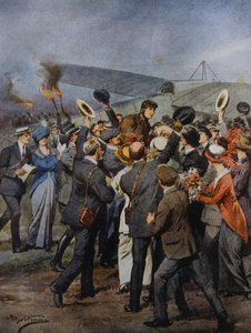 Rückkehr nach Turin des Fliegers Perrylon, nach einem Flug an einem Tag nach Rom, Italien, Illustration von Achille Beltrame aus La Domenica del Corriere, 15. Juni