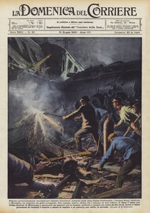 Wunderbar unversehrt geblieben beim nächtlichen Eisenbahnunfall auf der Strecke Paris-Ventimiglia von Achille Beltrame
