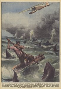 Allein auf See, vor der amerikanischen Küste, nach dem Schiffbruch eines Schiffes