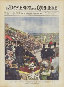 Der Herzog von Genua leitet die Volksgedenkfeier für Verdi im griechischen Theater von Syrakus von Achille Beltrame
