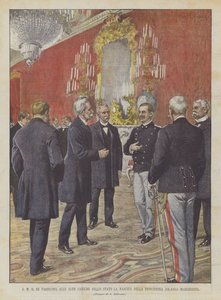Der König informiert die hohen Staatsämter über die Geburt der Prinzessin Jolanda Margherita von Achille Beltrame