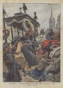 Makaberer Zusammenstoß, ein Auto überfährt einen Leichenwagen auf dem Weg zum Friedhof in Berlin