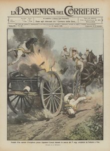 Explosion einer Artilleriekiste bei Capannori (Lucca) während des Marsches des 7. Regiments von Achille Beltrame