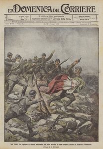 Ein Kapitän stürzt sich mit einer Fahne in die Schlacht, gebracht von Gabriele d