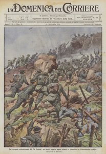 Am Nordhang des Pal Grande, unsere Alpenjäger-Einheit greift und erobert einen feindlichen Schützengraben von Achille Beltrame