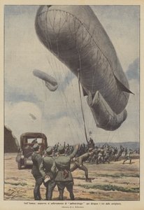 Am Isonzo, Manöver zur Hebung von Drachenballons zur Steuerung des Artilleriefeuers