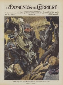 Schreckliche Reise in einem zweiten Klasse Waggon im Zug zwischen Venedig und Mailand von Achille Beltrame