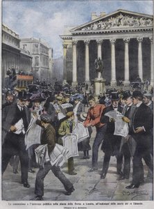 Der Tag nach dem Tod von König Edward VII. Illustration von Achille Beltrame. Mai 1910.