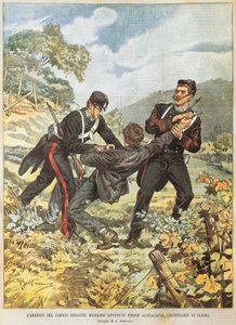 Der berühmte Bandit Musolino wird in der Nähe von Acqualagna im Bezirk Urbino verhaftet von Achille Beltrame
