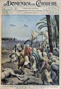 Die Kapitulation der Notablen der Oase von Koufra nach der schwierigen und siegreichen Schlacht der italienischen Truppen unter dem Kommando von General Graziani - Zeichnung von A. Beltrame in „la Domenica del Corriere“ vom 08.02.1931