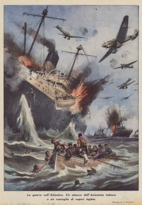 Der Krieg im Atlantik (Farblithografie) von Achille Beltrame