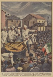 Unter den Feierlichkeiten der Polenta, die auch dieses Jahr in verschiedenen Teilen Italiens stattfanden... von Achille Beltrame