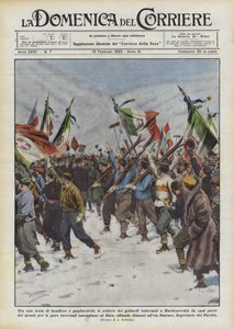 Zwischen einem Fest der Fahnen und Wimpel, die Reihen der Studenten, die sich in Bardonecchia versammelt haben