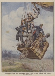 Moderne Tragödien, ein Ballon stürzt aus 250 Metern Höhe in Frankreich ab und zerquetscht fünf Aeronauten von Achille Beltrame