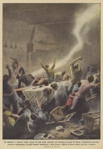 Ein Blitz schlug in die Küche eines Bauernhauses in Asciano, in der Nähe von Siena, ein von Achille Beltrame
