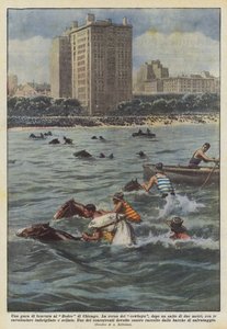 Ein Geschicklichkeitswettbewerb beim Rodeo in Chicago von Achille Beltrame