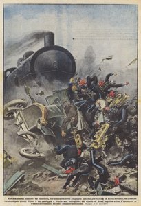 Ein schreckliches Unglück, ein Lastwagen mit etwa fünfzig Musikern aus Silvi von Achille Beltrame