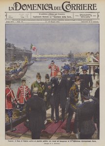 Venedig, der Herzog von Genua kommt in die öffentlichen Gärten, um die XI. Ausstellung zu eröffnen von Achille Beltrame
