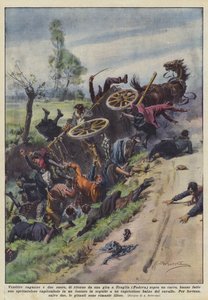 Dreiundzwanzig Mädchen und zwei Nonnen, die von einem Ausflug nach Praglia (Padua) auf einem Wagen zurückkehrten von Achille Beltrame