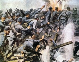 Vittorio Veneto Offensive: der österreichische Rückzug in einer Illustration von La Domenica del Corriere 
