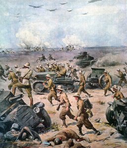 Zweiter Weltkrieg-1940 Nordafrika-Feldzug-Die italienische Invasion Ägyptens, La Domenica del Corriere 22. September 1940 von Achille Beltrame