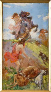 Amazonen jagen einen Hirsch von Achille Boschi