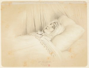 Madame Récamier (Juliette Récamier) auf ihrem Sterbebett am 11. Mai 1849