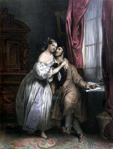 Verliebte - von Achille Deveria, Lithographie von Achille Devéria