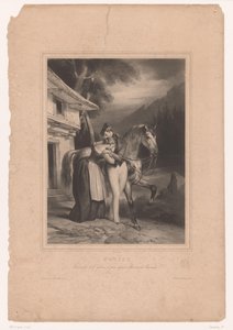 Preußischer Soldat verabschiedet sich von seiner Frau (Liefdesparen uit verschillende landen) von Achille Devéria