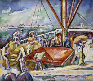 Docker im Hafen, Anvers von Achille Emile Othon Friesz