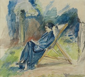 Frau auf einer Chaiselongue, ca. 1935