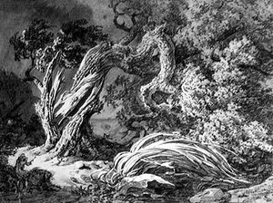 Die Eiche und das Schilfrohr (Gravur) von Achille Etna Michallon