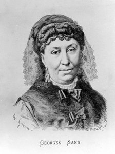 Porträt von George Sand (Aurore Dupin, Baronne Dudevant) (1804-1876) von A. Gilbern von Achille Isidore Gilbert