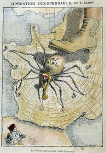 Freimaurerei ist der Feind (Spinne, die ihr Netz über Frankreich webt) - in „Le Pelerin“ vom 28.04.1907