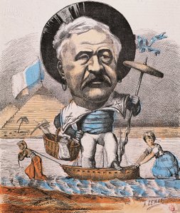 Französischer Ingenieur Ferdinand de Lesseps bei der Einweihung des Suezkanals