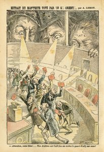 Illustration in Le Pelerin, 20/11/04 - Auszug aus dem Manifest, das vom Großen Orient abgestimmt wurde - Antimasonismus Freimaurerei, Großer Orient von Frankreich - Urne