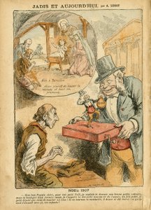Illustration von Achille Lemot (1846-1909) in Le Pelerin, 22/12/07 - Früher und Heute - Ruhestand der Arbeiter, Antiparlamentarismus, Religion Glaube, Noel, Kammer der Abgeordneten Hemicycle, Fünfzehntausend, Parlamentarische Entschädigungen, Katholizismus von Achille Lemot