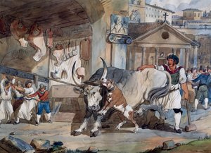 Metzger, von Achille Pinelli, Aquarellzeichnung, Italien von Achille Pinelli