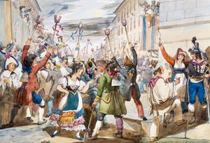 Letzter Tag des Karnevals in Rom mit Moccoletti-Kerzen von Achille Pinelli