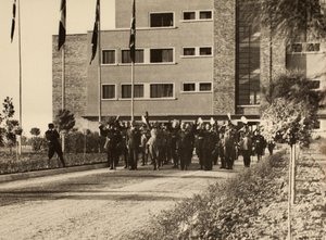 Einweihung der Gebäude des Königlichen Flughafens "Fausto Pesci" in Bologna, erbaut von der Firma Mauro Toschi fu Ulisse, in Anwesenheit des Duce Benito Mussolini, 24.10.1936 (s/w Foto)
