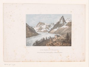 Blick auf den Gletscher Mer de Glace und Montanvert im Tal von Chamonix von Ad. Cuvillier