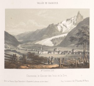 Ansicht der Aiguille de Bionnassay mit Gletscher von Ad. Cuvillier
