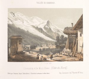 Ansicht des Chamonix-Tals vom Pass Les Montées von Ad. Cuvillier