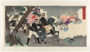Darstellung unserer Armee, die die Chinesen bei Pyongyang besiegt von Adachi  Ginkō
