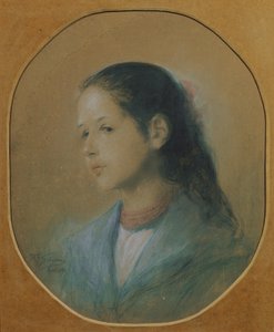Dame mit Korallenkette